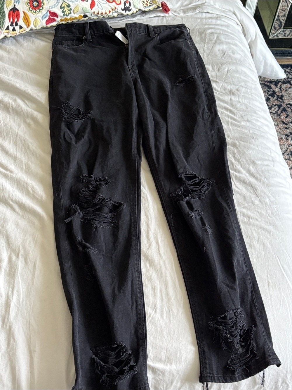 NWT Mom Black Distressed Jeans